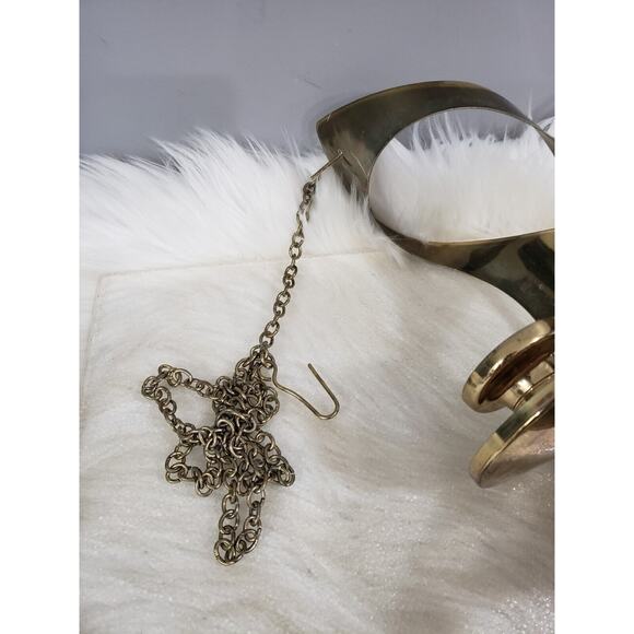 Vintage MCM Mascot Brass‎ Swag Hanging Chandelier Candle Holder Abstract - Picture 7 of 7